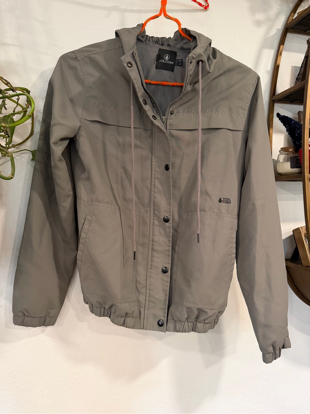 Volcom Women's Hooded Jacket — Taupe Gray size Small